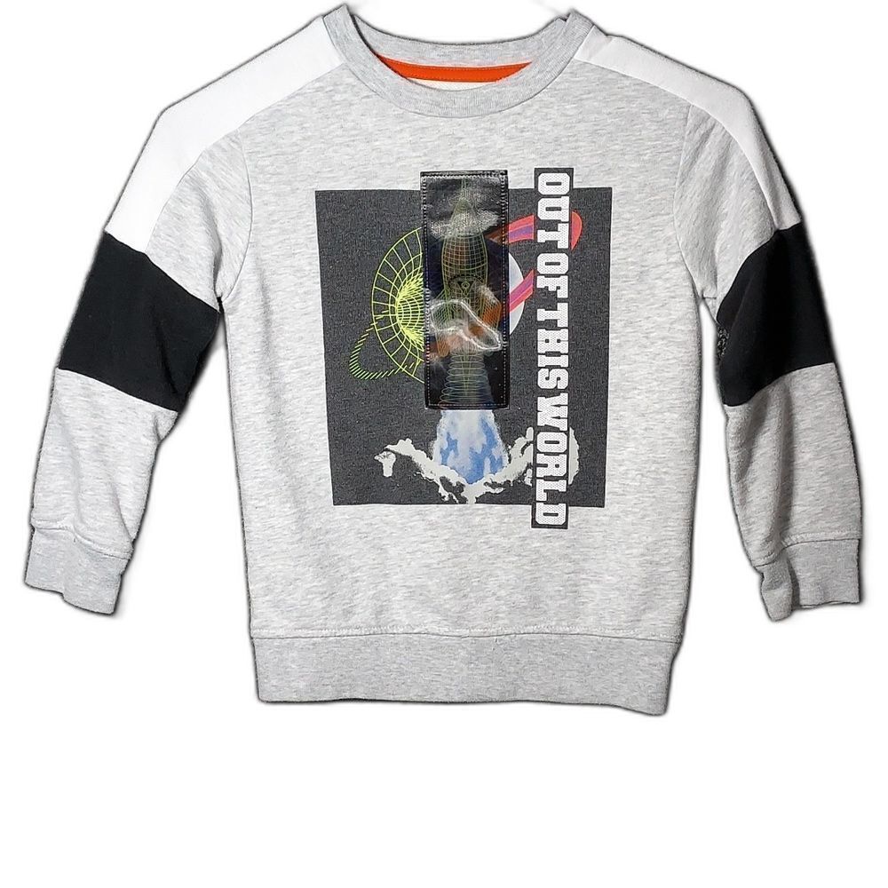 365 Kids Size 6 Graphic Graphic Lightweight Sweatshirt Rocket Out of the World
